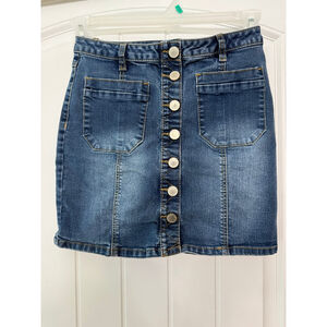 Copper Key Vintage Denim Skirt Button Front Y2K 90s Retro